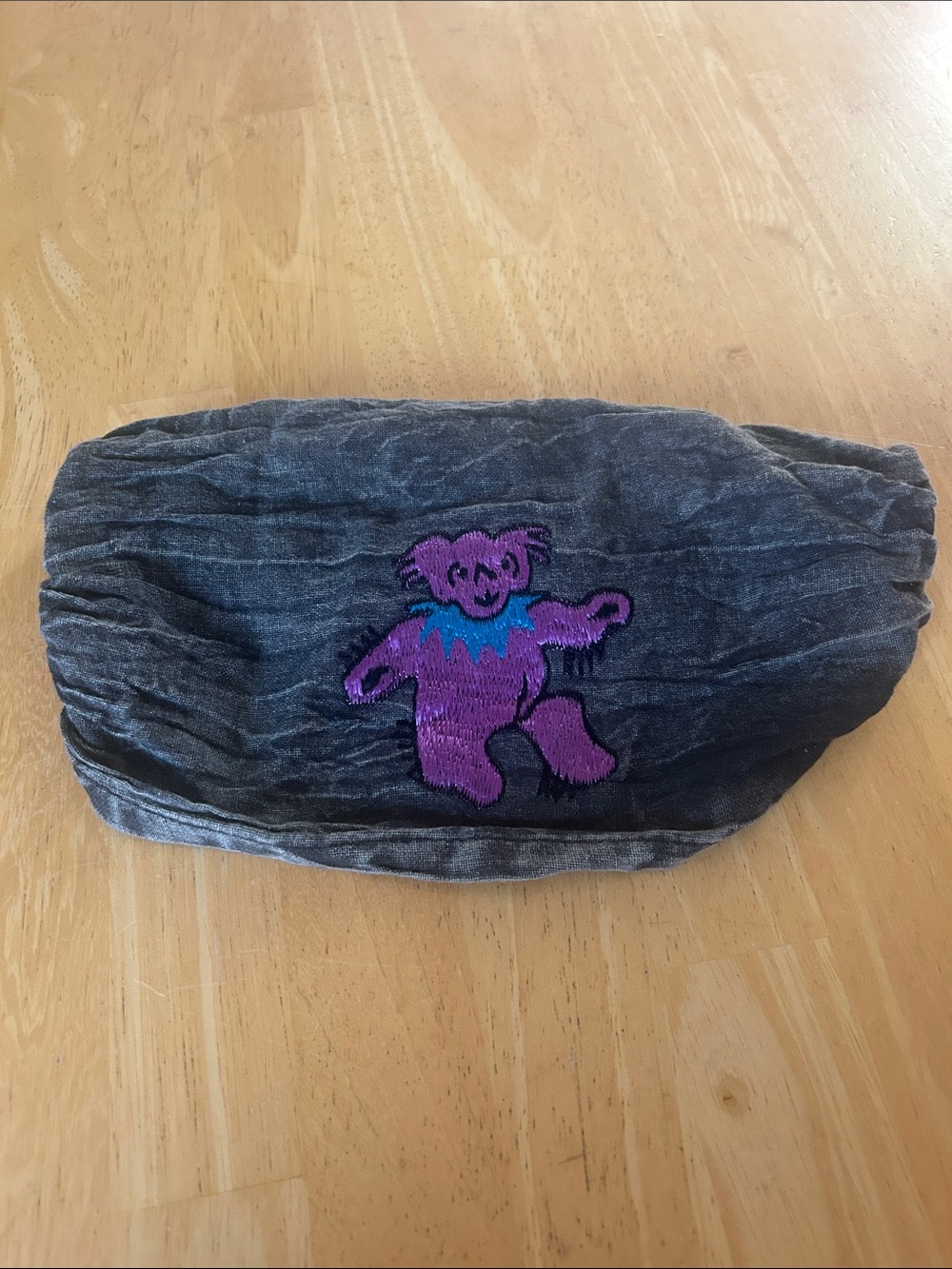 Grateful Dead Gray Headband with Purple and Blue Dancing Bear